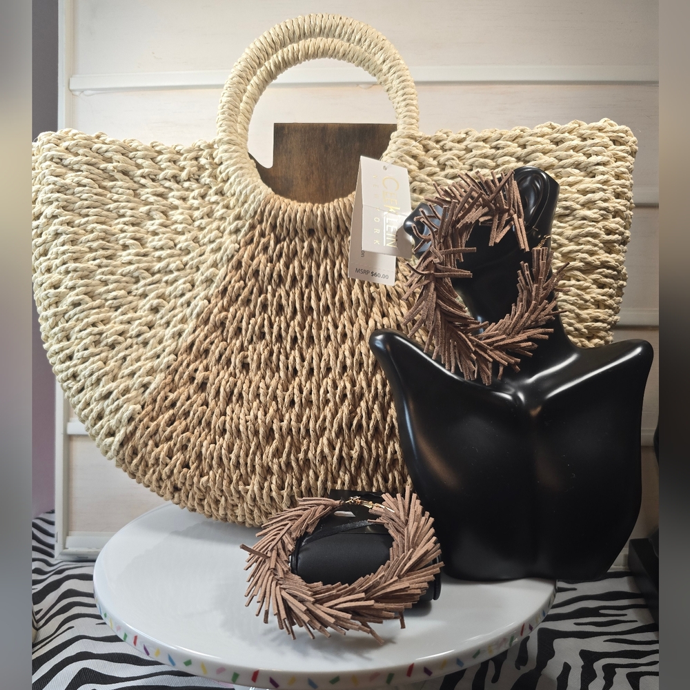 Chic Natural Woven Satchel